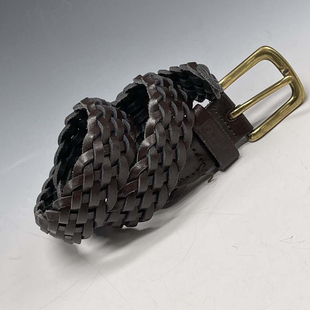 Vintage Levi's Brown Leather Woven Belt w/Brass Size S Small